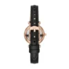 Carlie Mini Three-Hand Black Leather Watch
