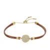 Ellis Glitz Disc Medium Brown Leather Components Bracelet