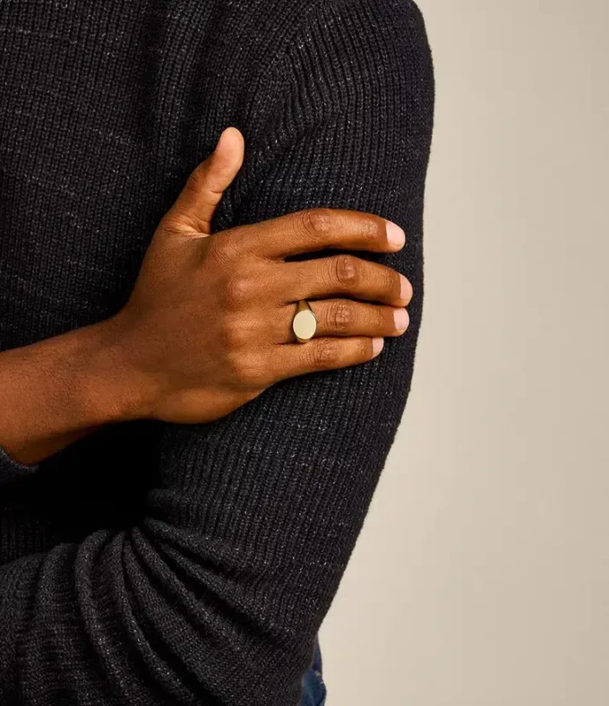 Ellis Gold-Tone Stainless Steel Signet Ring
