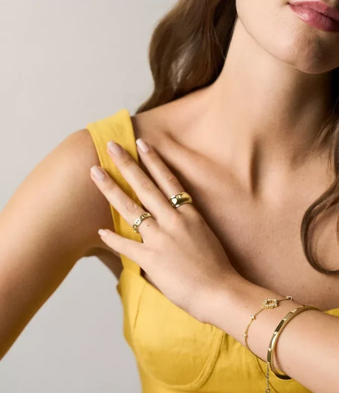 Ellis Mixed Shapes Gold-Tone Brass Station Bracelet