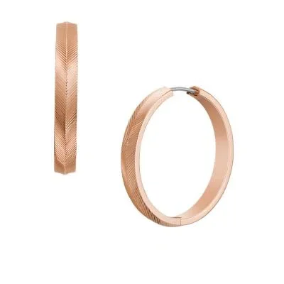 Harlow Linear Texture Rose Gold-Tone Stainless Steel Hoop Earrings Harlow Linear Texture Rose Gold-Tone Stainless Steel Hoop Earrings