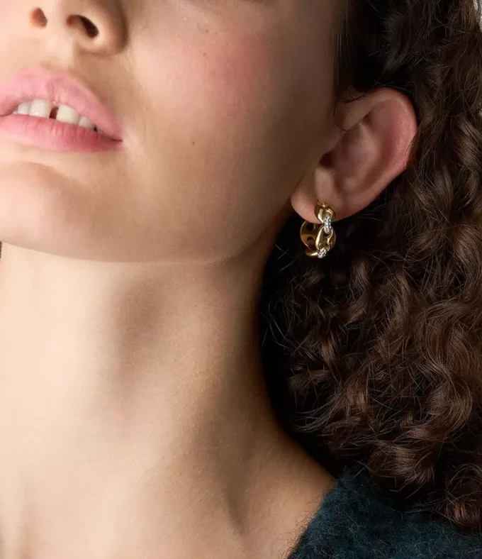 Heritage D-Link Glitz Two-Tone Stainless Steel Hoop Earrings Heritage D-Link Glitz Two-Tone Stainless Steel Hoop Earrings