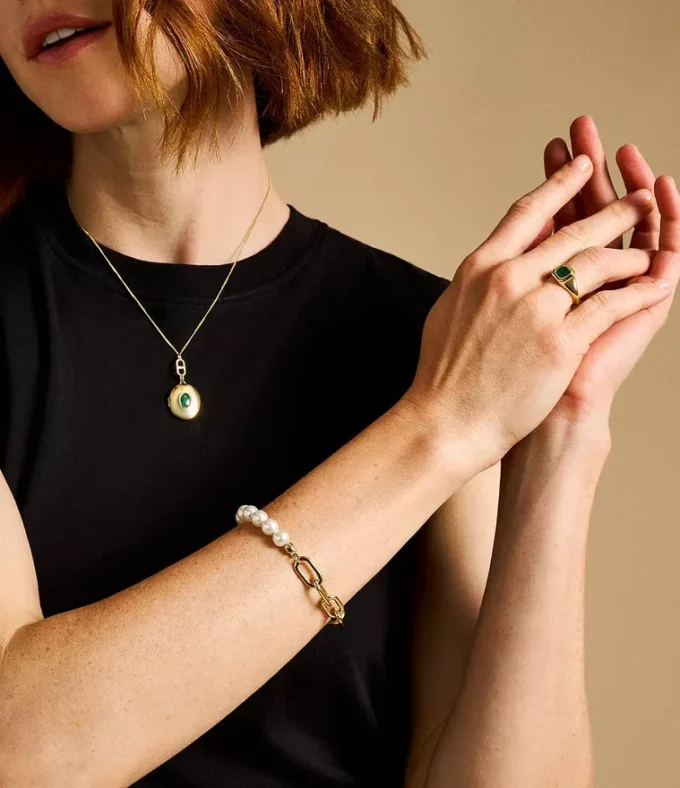 Heritage Pearl D-Link Gold-Tone Stainless Steel Chain Bracelet Heritage Pearl D-Link Gold-Tone Stainless Steel Chain Bracelet
