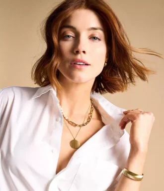 Heritage Pearl D-Link Gold-Tone Stainless Steel Chain Necklace