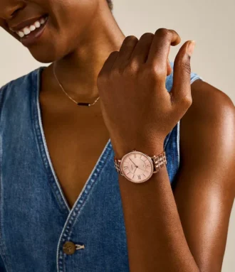 Jacqueline Three-Hand Rose Gold-Tone Stainless Steel Watch