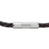 Machine Knurled Texture Leather and Stainless Steel Station Bracelet