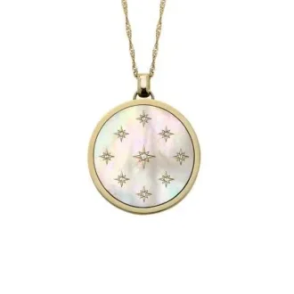 Merrit Classic Mother-of-Pearl Gold-Tone Stainless Steel Pendant Necklace