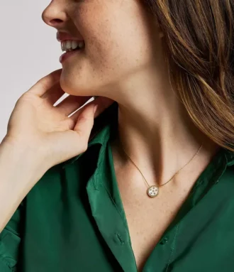 Merrit Classic Mother-of-Pearl Gold-Tone Stainless Steel Pendant Necklace