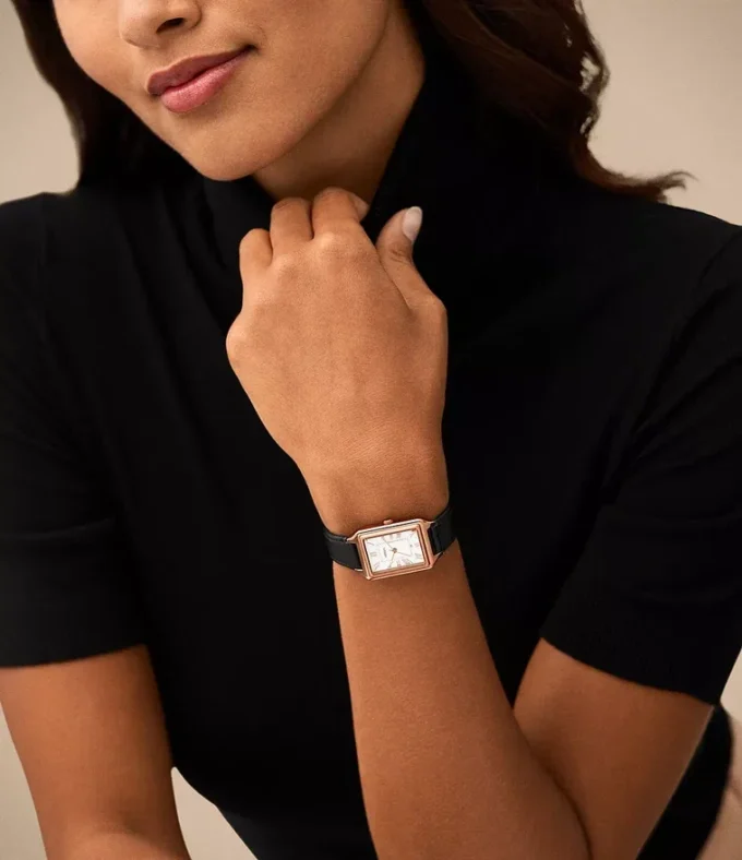 Raquel Three-Hand Date Black LiteHide™ Leather Watch Raquel Three-Hand Date Black LiteHide™ Leather Watch