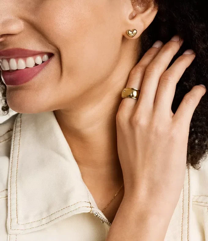 Sadie All My Love Gold-Tone Stainless Steel Heart Stud Earrings Sadie All My Love Gold-Tone Stainless Steel Heart Stud Earrings