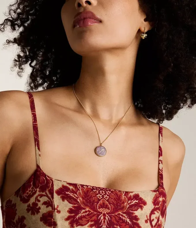 Sagittarius Sutton Zodiac Gold-Tone Stainless Steel Purple Amethyst Pendant Necklace Sagittarius Sutton Zodiac Gold-Tone Stainless Steel Purple Amethyst Pendant Necklace