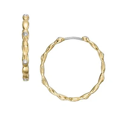 Sutton Evil Eye Gold-Tone Stainless Steel Hoop Earrings Sutton Evil Eye Gold-Tone Stainless Steel Hoop Earrings