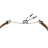 Sutton Glitz Heart Brown Leather Strap Bracelet