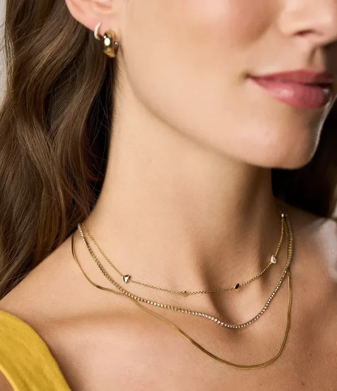 Sutton Heartbeat Gold-Tone Brass Station Necklace