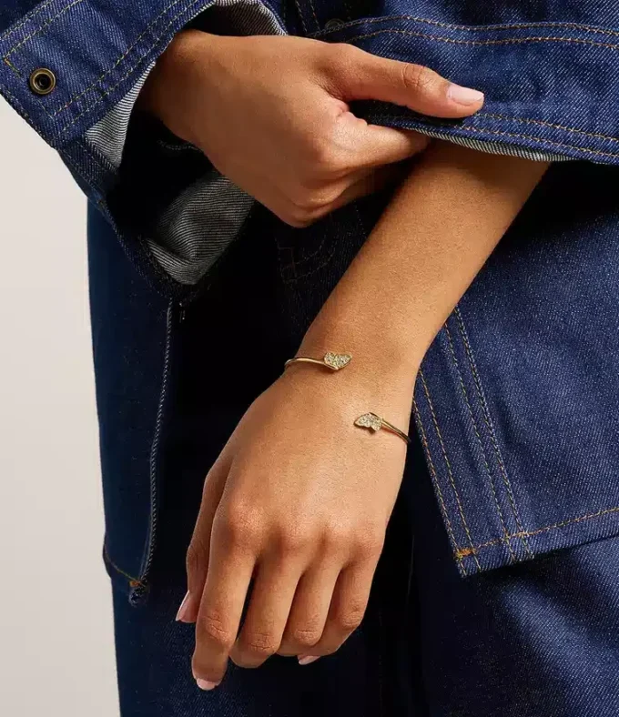 Sutton Pavé Butterfly Gold-Tone Stainless Steel Cuff Bracelet